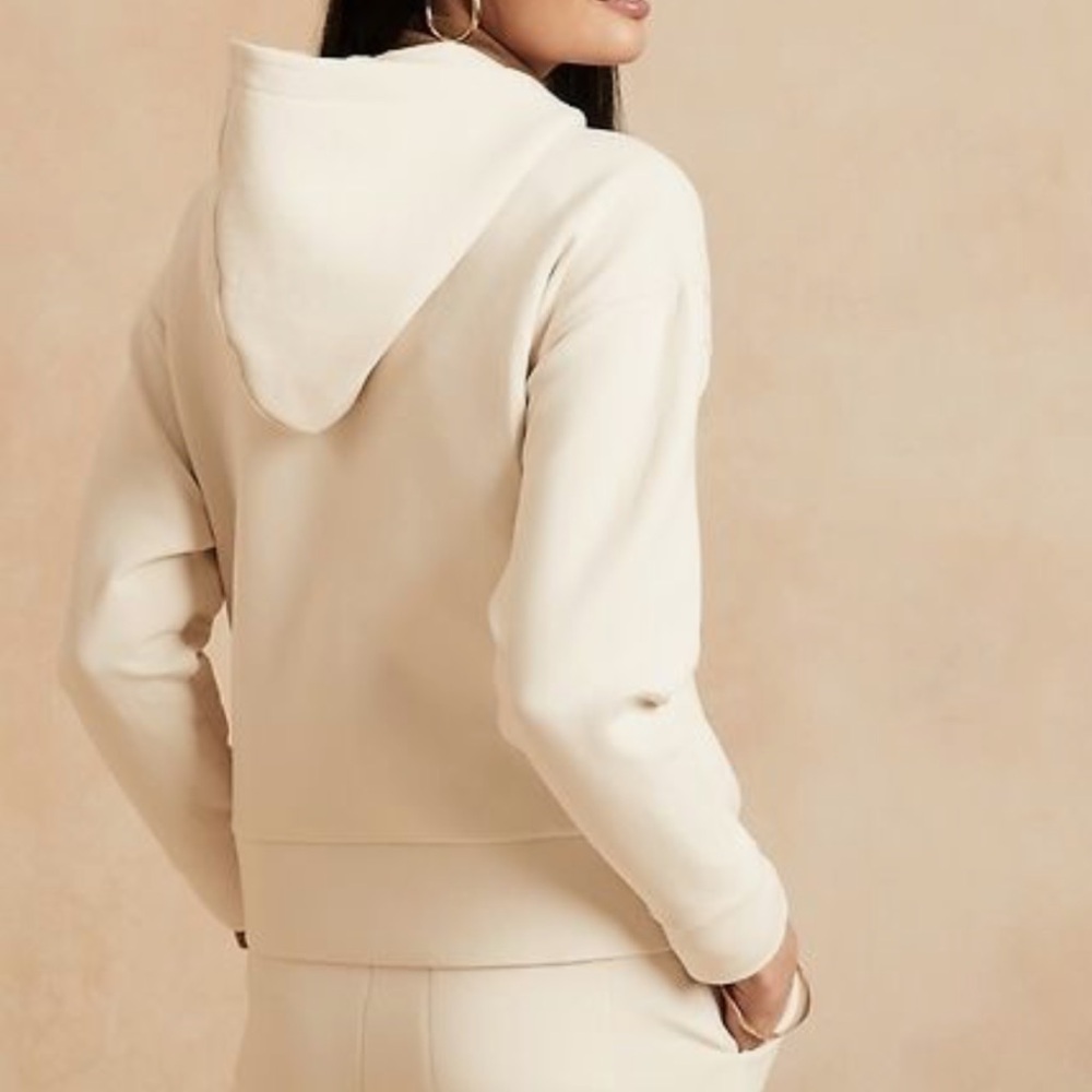 SCUBA KNIT BANANA REPUBLIC NWT MULTI SEASON HOODIE POCKETS CREAM WHITE MEDIUM - Picture 5 of 14